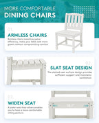 SERWALL 11-Piece Outdoor Dining Set, 60" - 83" Expandable Outdoor Dining Table and 10 HDPE Chairs, All Weather HDPE Outdoor Furniture Set for Backyard, Garden, White