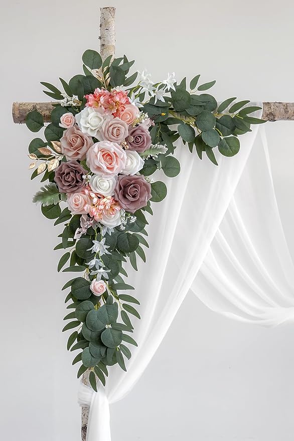 Artificial Flowers Wedding Arch Swag Kit, Dusty Rose, 26 Ft Draping