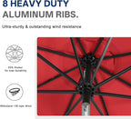 ABCCANOPY Durable Solar Led Patio Umbrellas with 32LED Lights 9FT (Red)