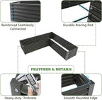 A ANLEOLIFE Set of 8,18 Inch Tall Quartz Grey Raised Garden Beds Kit, L-Shaped & Square Metal Planters –Ideal for Structured Backyard Layouts.