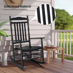 VINGLI Wooden Rocking Chair, Outdoor Chair with 450 lbs Support, Relaxing Rocker with Solid Wood High Back Seat Reclining Seat for Deck, Garden, Backyard, Porch, Indoor or Outdoor Use (Black, 1PC)