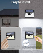 Peasur 140LED Solar Powered Lights Outdoor Waterproof, 3 Packs Motion Sensor Light Ultra-Bright, 3 Modes Fence Security Lighting for Outside Yard Wall Deck Step Garden(Cool White)