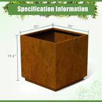 Decoroca Heavy-Duty Corten Steel Planter Box, Large Square Cube Outdoor Planter for Patio & Garden, Naturally Weathering Steel, Modern US-Designed Planters for Plants & Trees