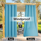 NICETOWN Outdoor Patio Curtains Long Drapes, Versatile Thermal Insulated Top and Bottom Grommets Block The Sun and Heat, Privacy Protection for Patio/Front Porch (W52 x L108, 1 Panel, Teal Blue)