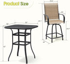 Devoko Patio Swivel Bar Set 3 Pieces Patio High Top Bar Table and Stools Chairs Set Textilene Sling Fabric Outdoor Bar Stools Set of 2 for Garden, Balcony