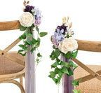 Artificial Wedding Pew Flowers, 8 Pcs Lilac and Gold Silk Aisle Decor