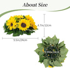 Artificial Flowers Yellow Silk Sunflower Half Ball Centerpiece with Zip Ties