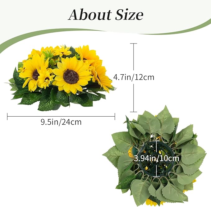 Artificial Flowers Yellow Silk Sunflower Half Ball Centerpiece with Zip Ties