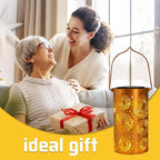 Fireworks Birthday Gifts for Women, Solar Lanterns Outdoor Waterproof, Garden Decor Metal Hanging Decorative Solar Lights for Patio Yard Lawn Backyard Porch, Gardening Gifts for Women Mom Grandma