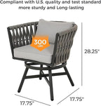 Grand patio 9-Piece Outdoor Dining Set for 8, Patio Dining Furniture Set for 8 Swivel Rope Wicker Chairs & 1 Expandable Rectangular Dining Table, Light Gray Brown