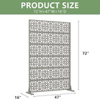 Casaphoria Metal Privacy Screen Outdoor, 72" H x 47" W Freestanding Decorative Privacy Screen for Patio Deck Balcony Garden with Stable Base, Grey-Perilla