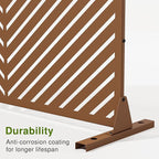 Casaphoria Metal Privacy Screen Outdoor, 72" H x 47" W Freestanding Decorative Privacy Screen for Patio Deck Balcony Garden with Stable Base, Brown-Parallel