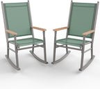 Shintenchi 2 Pcs Outdoor Rocking Chairs Set,Upgraded High Back Patio Rocking Chairs Set,Breathable Textilene Fabric Rocking Chair for Porch,Patio,Garden,Balcony(Green)