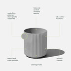 Veradek Demi Series Round Planter for Porch, Patio, Backyard | Durable Plastic-Concrete Material | Modern Décor for Tall Plants, Flowers