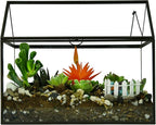 Terrarium Black House-Shaped Glass Planter with Swing Lid, Large