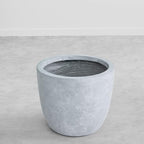 Kante 14 Inch Dia Round Concrete Planter, Indoor Outdoor Large Plant Pot with Drainage Hole and Rubber Plug for Home Patio Garden, Gray