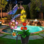 Afirst Solar Outdoor Lights Decorative - Solar Decorative Butterfly Lights Faucet Shaped Twinkling Light Garden Stake Decorations for Pathway Lawn Patio Courtyard Backyard