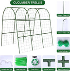 U-Shape Cucumber Trellis for Raised Bed - 47"x47"x22" Metal Garden Trellis with Net & Clips | Rust-Proof Plant Support for Cucumber, Tomato, Peas | Heavy-Duty Outdoor Climbing Plants Trellis