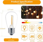 Meconard 24 Pack LED S14 Replacement Light Bulbs, Shatterproof Outdoor 1 Watt to Replace 11Watts String Incandescent Bulb, E26 Regular Medium Screw Base, 2200K Warm White, Non-Dimmable