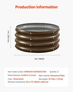 VEVOR 3 Pcs 2x2x1ft Round Galvanized Raised Garden Bed Kit, Outdoor Metal Raised Beds for Gardening Vegetables, Easy Assembly Garden Planter Box for Flowers Fruits with Open Base