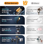 Gardenreet Landscape Spotlights Low Voltage - Brass Outdoor Uplight LED 12V, Wired Spot Lights IP65 Waterproof, Antique Bronze for Exterior Garden Yard Tree House Without MR16 Bulb