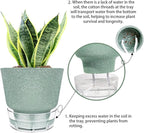 6-Inch Self-Watering Plant Pot with Visual Reservoir and Drainage Hole, Set of 5, Plastic Flower Pots, Planting Pot for Indoor Outdoor Plants (Frosted Mixed Color)