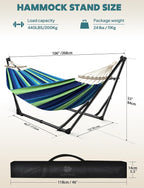 Hammock Stand with Steel Frame, Carrying Case and Adjustable Hooks