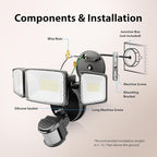 Onforu 100W LED Motion Sensor Outdoor Lights, Dusk to Dawn Flood Light Outdoor Motion Sensor, Hardwired Security Lights Floodlights Outside 11000LM 6500K Daylight IP65 Waterproof (Black)