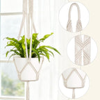 Mkono 2 Packs 43 Inch Macrame Plant Hanger Large for up to 12 Inch Pot Extra Long Hanging Plant Holder Hanging Planter Basket for Indoor Outdoor Boho Home Decor(POTS NOT Included)