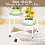 LASZOLA 4 Tiered Folding Plant Stand Indoor for Multiple Large Planter, Tall Heavy Duty Adjustable Rack with Rust Proof Plastic Shelving, Sturdy Vertical Tree Organizer for Narrow Inside Floor, White