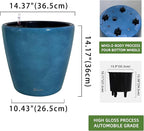 Dexceder 15x14 Self Watering Planter with Wheels Indoor Outdoor, Inner Pot Design, Thickened Large Floor Standing Flower Plant Pot with Water Level Indicator (Peacock Blue Gradient)