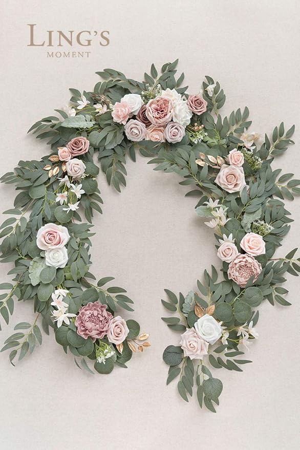 Artificial Flower Garland 6 FT Dusty Rose Eucalyptus Silk Greenery