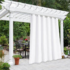 NICETOWN Outdoor Curtain for Patio Waterproof Extra Wide 84 inch, Sun Blocking Vertical Blinds Thermal Insulated Stainless Grommet for Front Porch/Gazebo/Lanai, Pure White, 1 Piece, 84 inch L