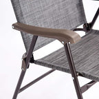 Giantex Set of 2 Patio Folding Chairs, Outdoor Patio Dining Chairs w/Armrest, Sling Back, Metal Frame, Outside Use for Lawn Camping Garden Pool Beach Yard Lounge, No Assembly, Grey