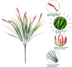 HyeFlora 20 Bundles Artificial Fake Outdoor Plants Flowers for Spring Decoration, UV Resistant Realistic Red Plastic Flowers Faux Plant Monkey Grass for Planter Home Garden Porch Patio Window Box