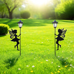 Solar Fairy Garden Stake Decorative Lantern Outdoor Waterproof, 2-Pack Solar Courtyard Lawn Decorative Lights, Outdoor Garden Statue Lights (Multicolour)