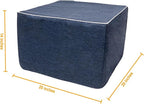 Outdoor Ottoman 20x20x14 Inches Outdoor Square Ottomans for Patio Modern Lightweight Foam Stuffed Pouf Outdoor Footstool Footrest (Navy Blue)