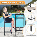 3-Piece Outdoor Bar Set with 50-Inch Table and 2 Cushioned Metal Stools