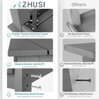 ZHUSI Patio Table and Chairs Set,HDPE Outdoor Dining Set with Umbrella Hole for Backyard, Poolside, Porch,All Weather,Grey