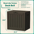 Devoko 40 Gallon Deck Box Outdoor Storage Box Waterproof for Patio, Large Outdoor Storage Bench Lockable for Outside (Deep Brown, 40 Gallon)