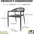 4 Pcs Stackable Patio Dining Chairs, Aluminum Rattan Outdoor Dining Chair with Arms, Woven Rope Garden Armchair Metal No Assembly for Bistro Balcony Porch Deck Yard Cafe Restaurant, Black
