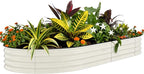 Garvee Galvanized Raised Garden Bed Outdoor, 10x4x1.5 ft Metal Planter Box for Flowers Vegetables, Rust-Resistant Raised Garden Beds for Gardening, Easy Assembly Outdoor Garden Box & Planters, Beige
