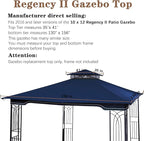 SCOCANOPY Replacement Gazebo Canopy for 10 x 12 Regency II Patio Gazebo Model L-GZ798PST,A101004104,A101004105,(Navy Blue)