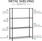 IZEUK 1400 LBS Garage Black Shelving Wide Storage Shelves 4 Tier Adjustable Heavy Duty Metal Wire Rack Standing Shelf Unit for Kitchen Office College Dorm Garage Warehouse 15.8" x 45.8"x 59.4"