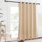 NICETOWN Blackout Living Room Curtain 118 inch Length, Grommet Thermal Curtain Room Darkening Sound Blocking Divider for Sliding Glass Door, Biscotti Beige, W66 x L118, 1 Panel