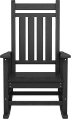 SERWALL Oversized Rocking Chair, Outdoor Rocking Chair for Adults, All Weather Resistant Porch Rocker for Lawn Garden, Black