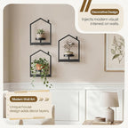 HOOBRO Wall Plant Holder, Wall Planters for Indoor Plants Set of 3, Plant Hanger Indoor Window Plant Shelves for Indoor Outdoor Decor, Black BK08HJP301