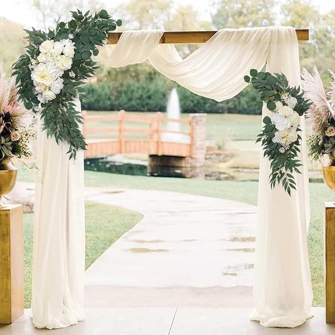 Outdoor Curtains, Ivory Sheer Gauze Panels, Set of 4 at 29 x 20 Ft