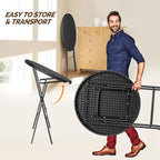 VINGLI 32" Plastic Folding Round Table Bar Height, HDPE Matrial with Gray Metal Finish, High Top Table for Outdoor Party, Cafes, Restaurants, Backyard, Dining Room, Wedding Event,1 Pack, Black
