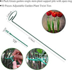 Plant Stake Support - 6 Pack, Garden Single Stem Support Stake Plant Cage Support Rings, Single Stem Plant Support Stakes, Plant Twist Ties, for Flowers Amaryllis Tomatoes Peony Lily Rose (15.9 inch)